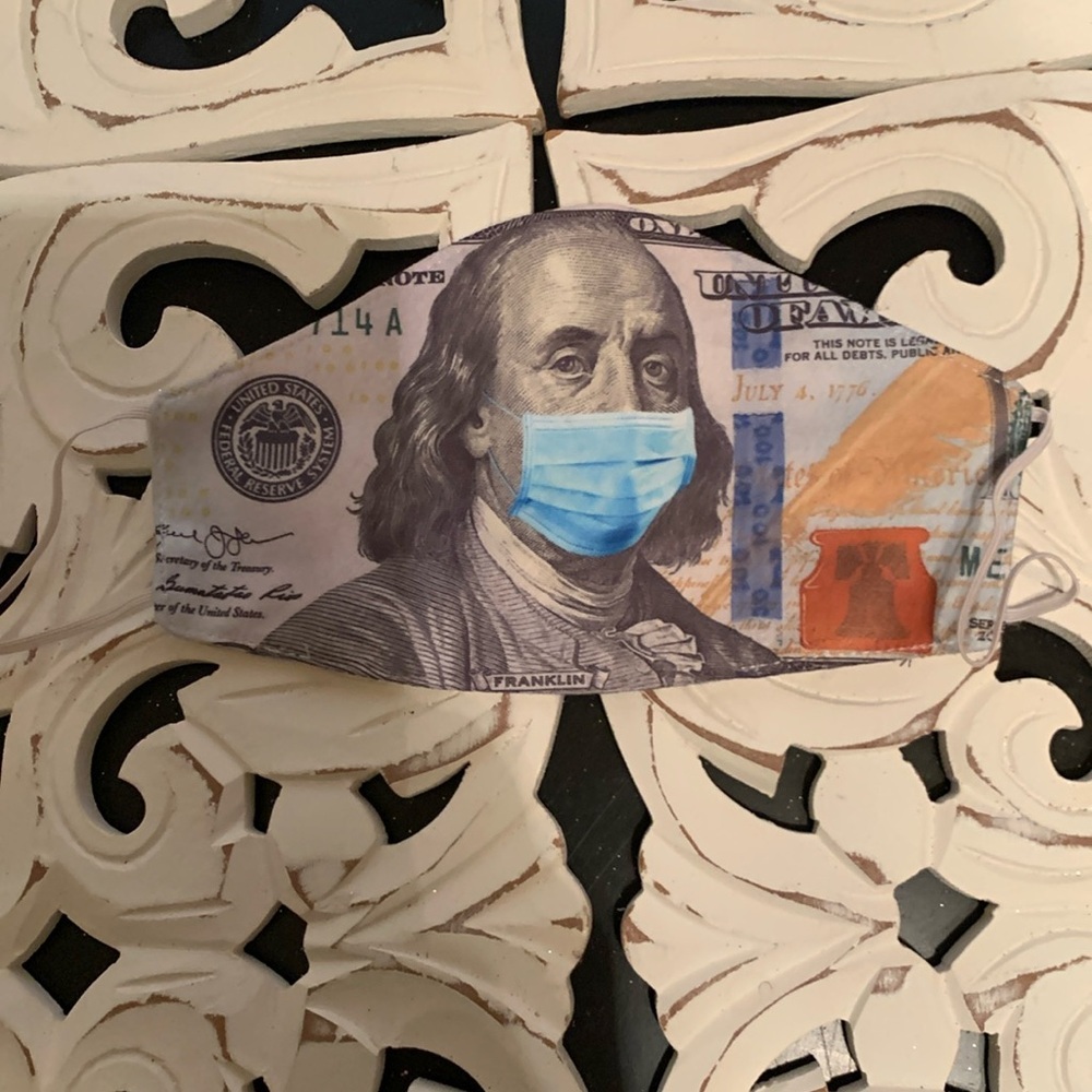 Handmade Dollar Bill Money Note Stretchy Face Mask NWOT